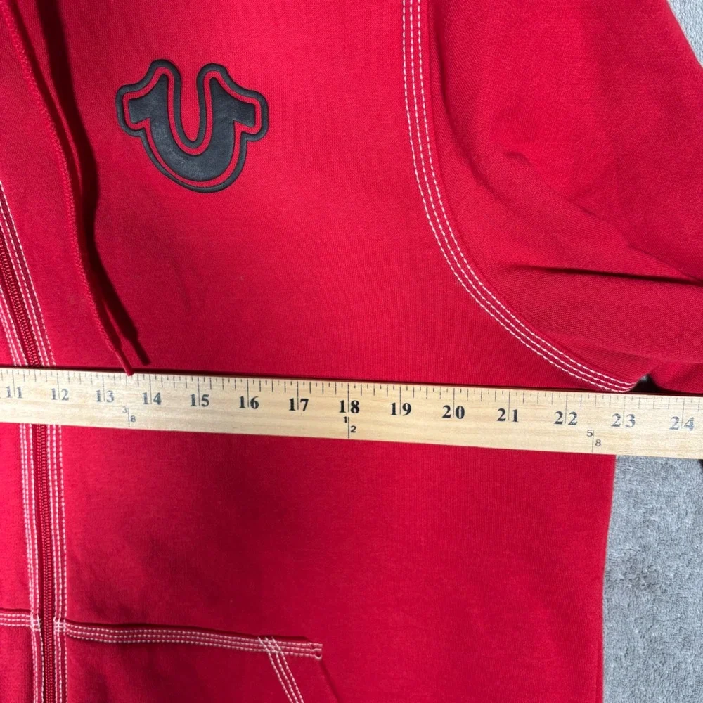True Religion TNL Puff Buddha Full Zip Hoodie Mens XL‎ 3D Graphic Sweatshirt Red